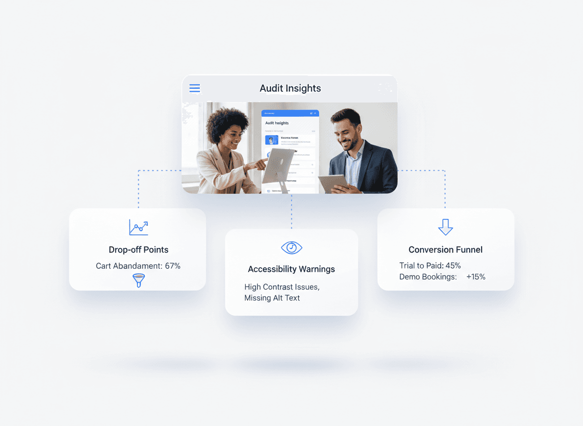“SaaS UI/UX designer working on onboarding and activation dashboards with floating interface elements showing trial-to-paid conversion improvements.”