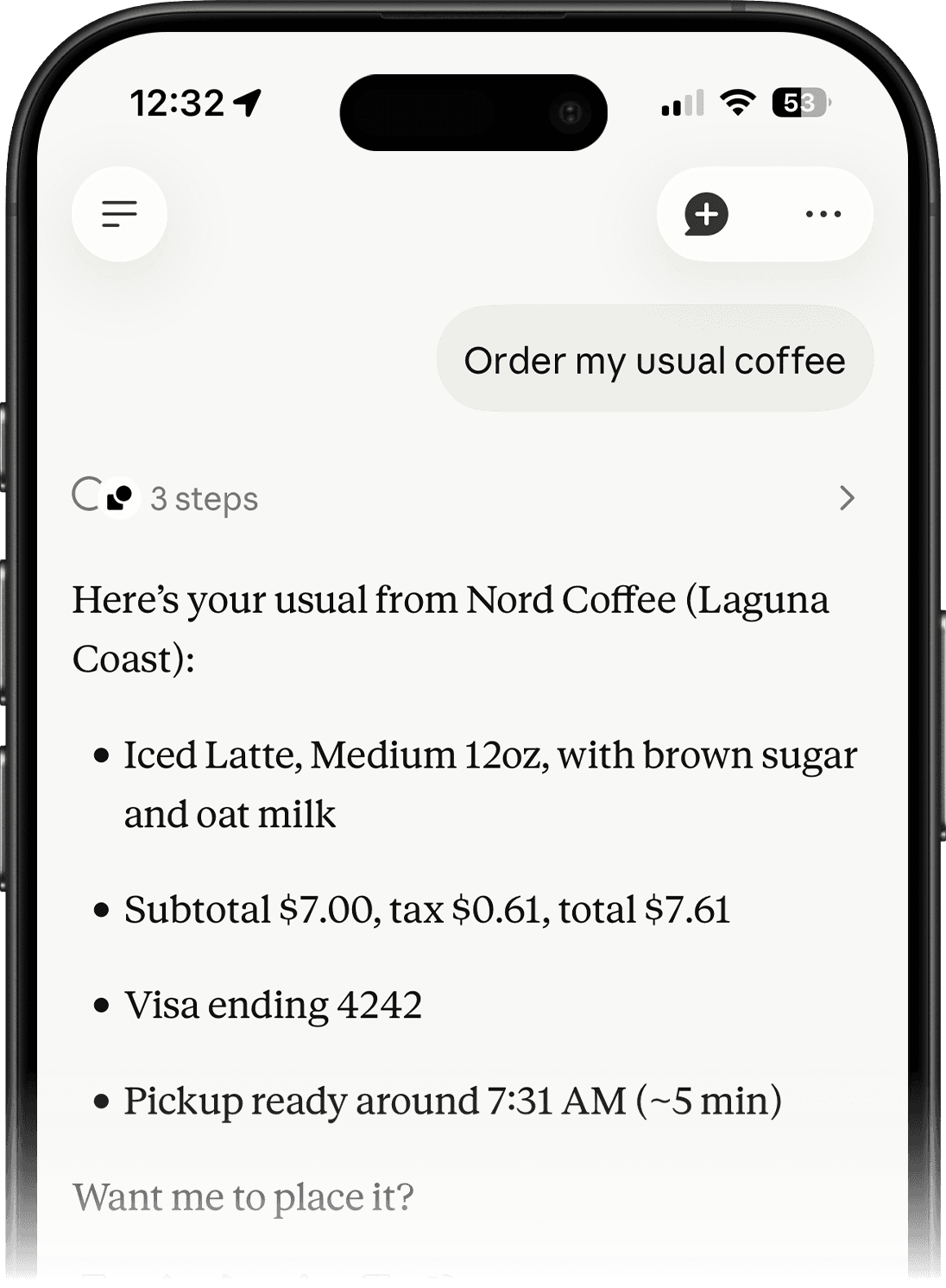 claude placing order using layout