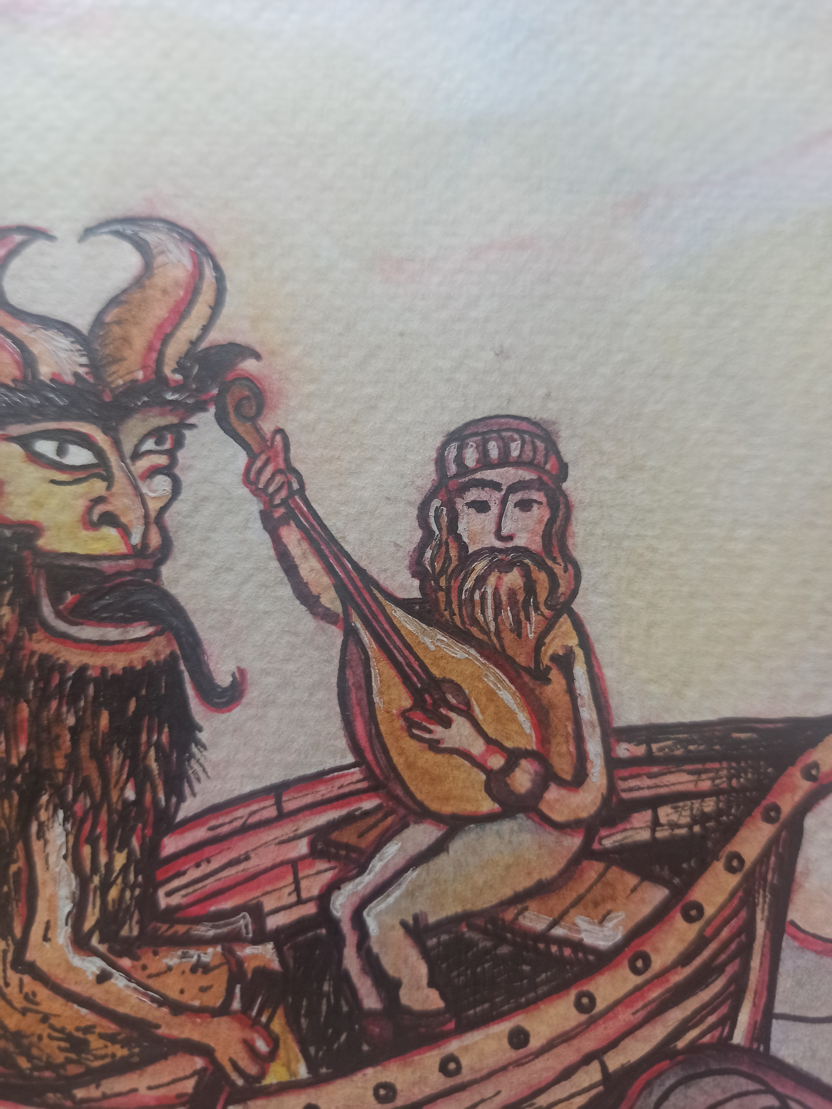 Close up of watercolou illustration