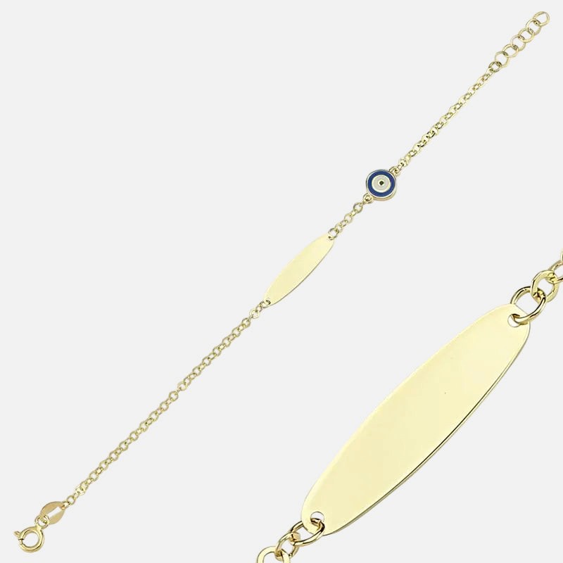 Nazarlıklı 14 Ayar Altın Çocuk Künye Bileklik