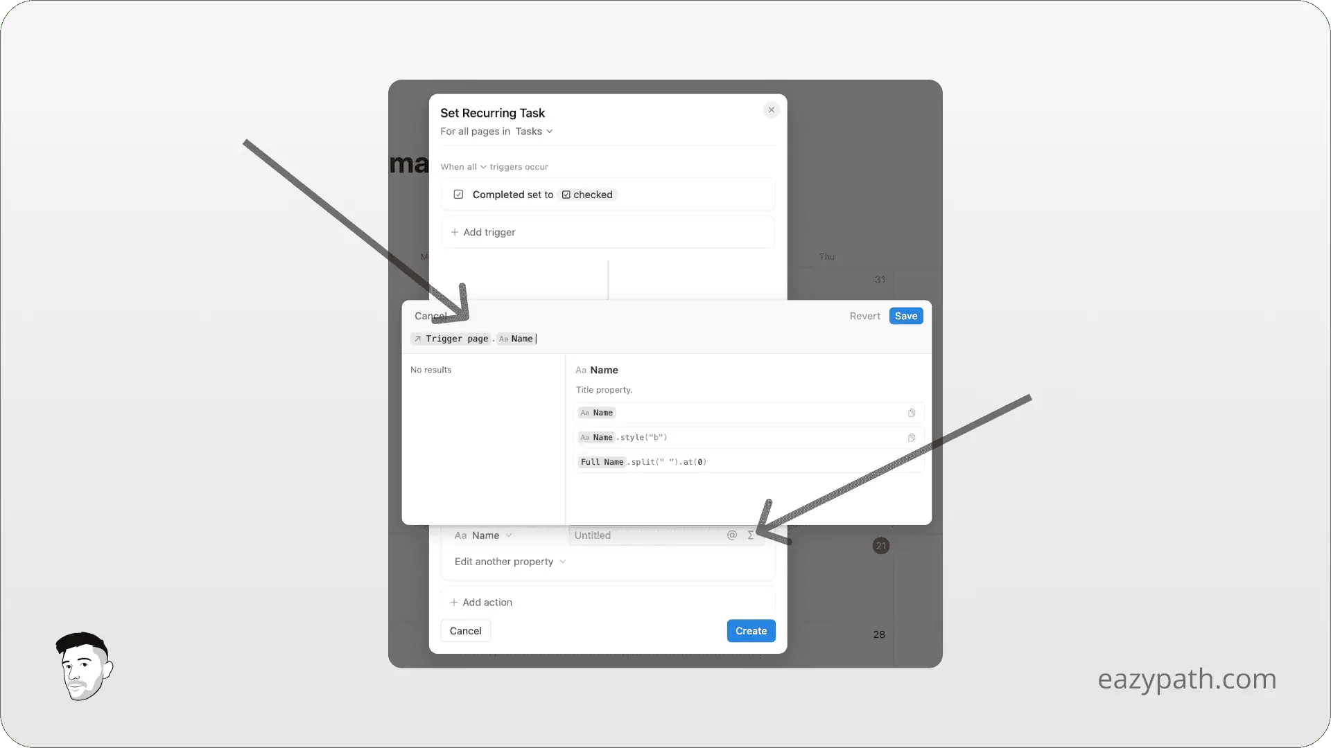 Specific Uses Cases of Notion Database Automations - Create Recurring Tasks - Action Add Page Name