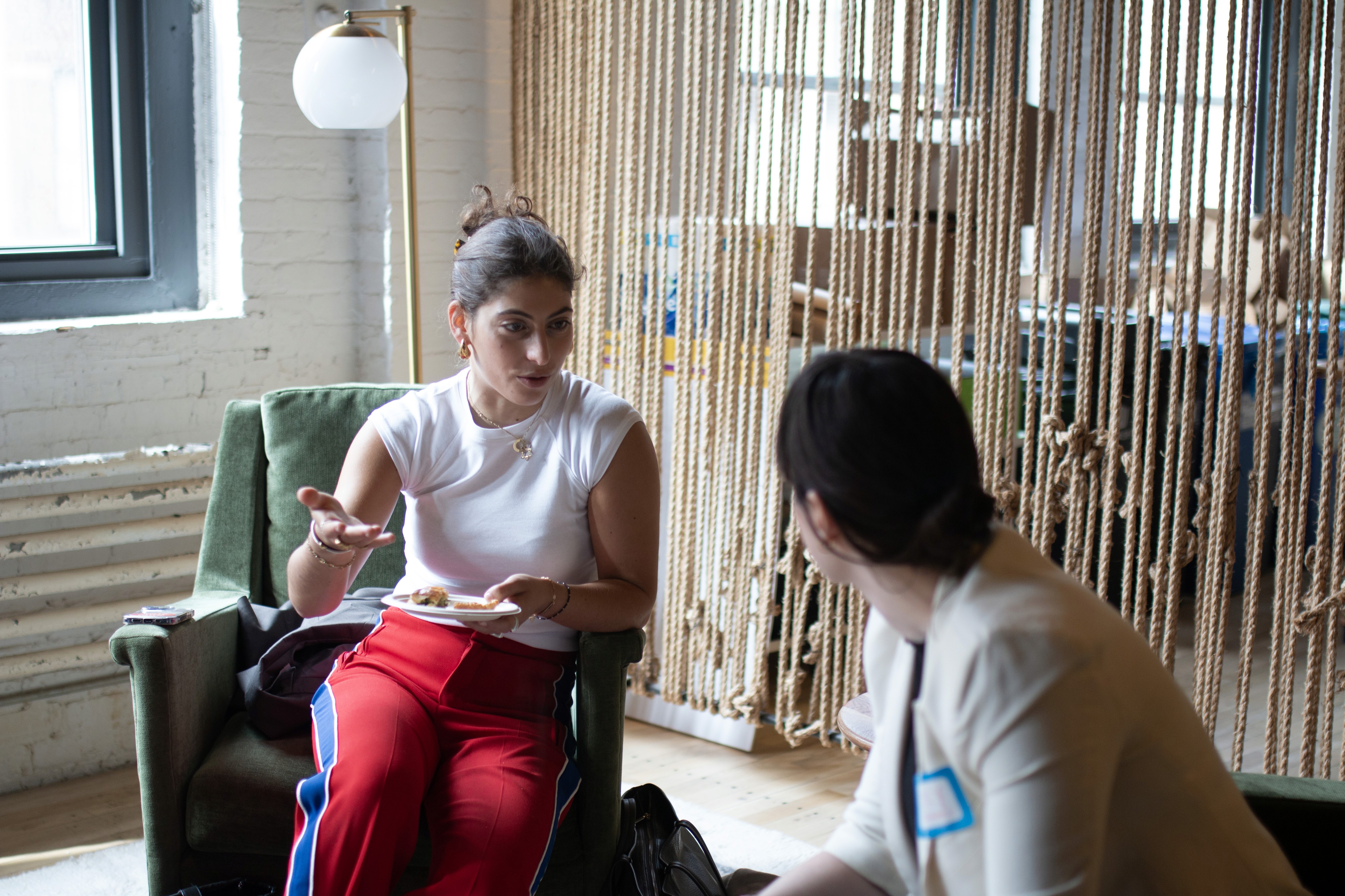Two women talking to each other