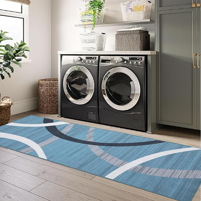 Elegant wavy runner rug with modern appeal and high-quality craftsmanship.