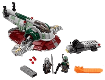 LEGO® Boba Fett's Starship (sett 75312) - ferdigbygd rød og grønn romskipsmodell med to minifigurer, Brikkenerd