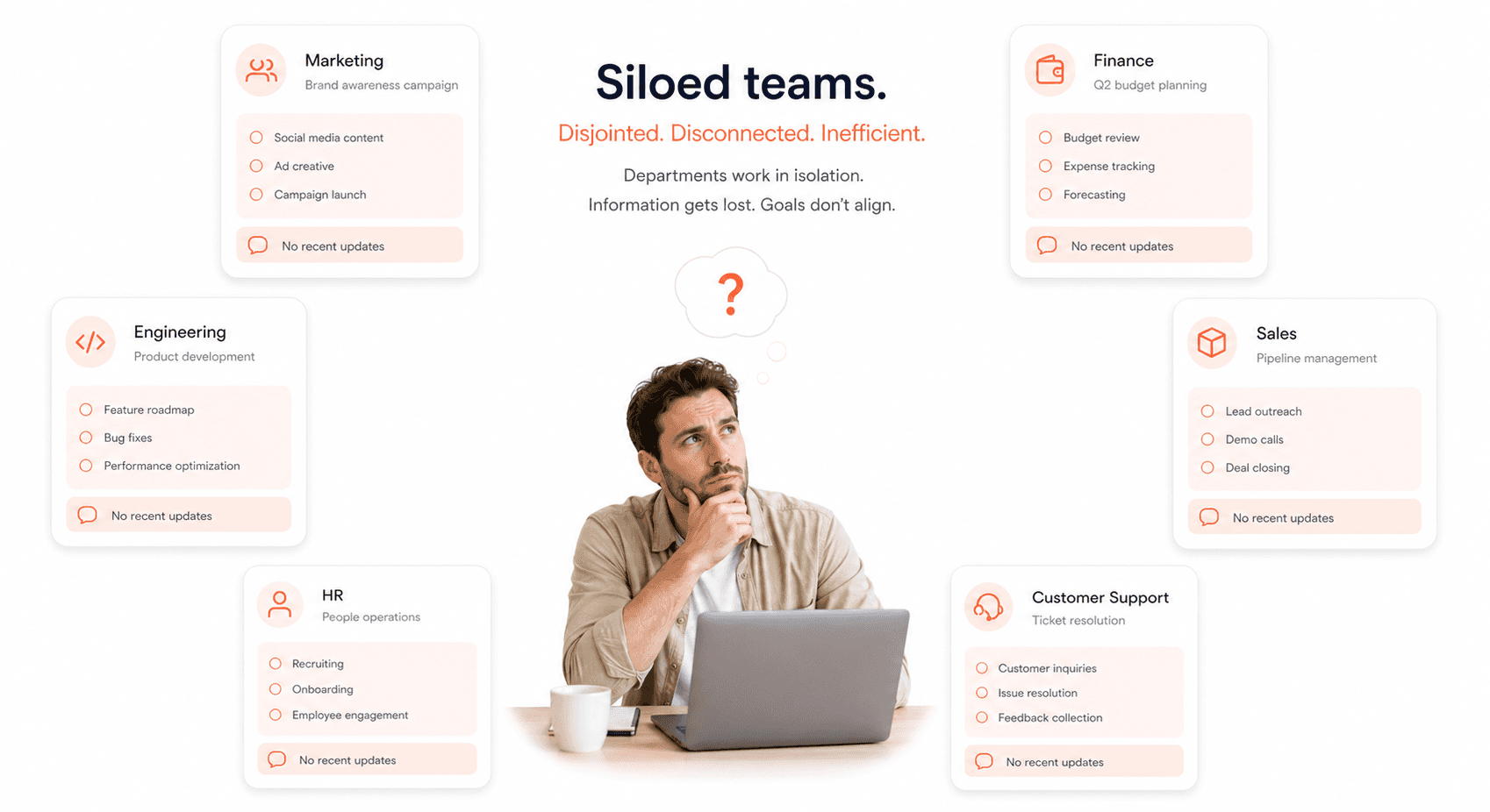 siloed teams with no communication in growing organization