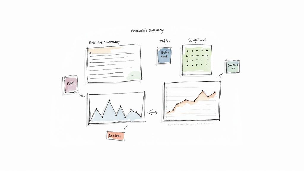 A person pointing at a dashboard with charts and graphs, indicating decision-making based on data.