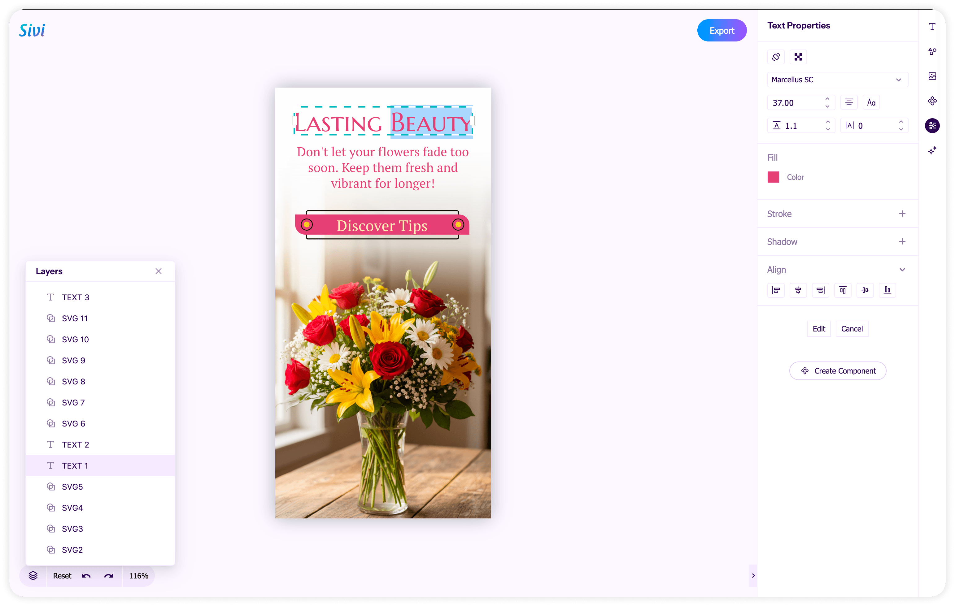 Text-to-design model - editable layers