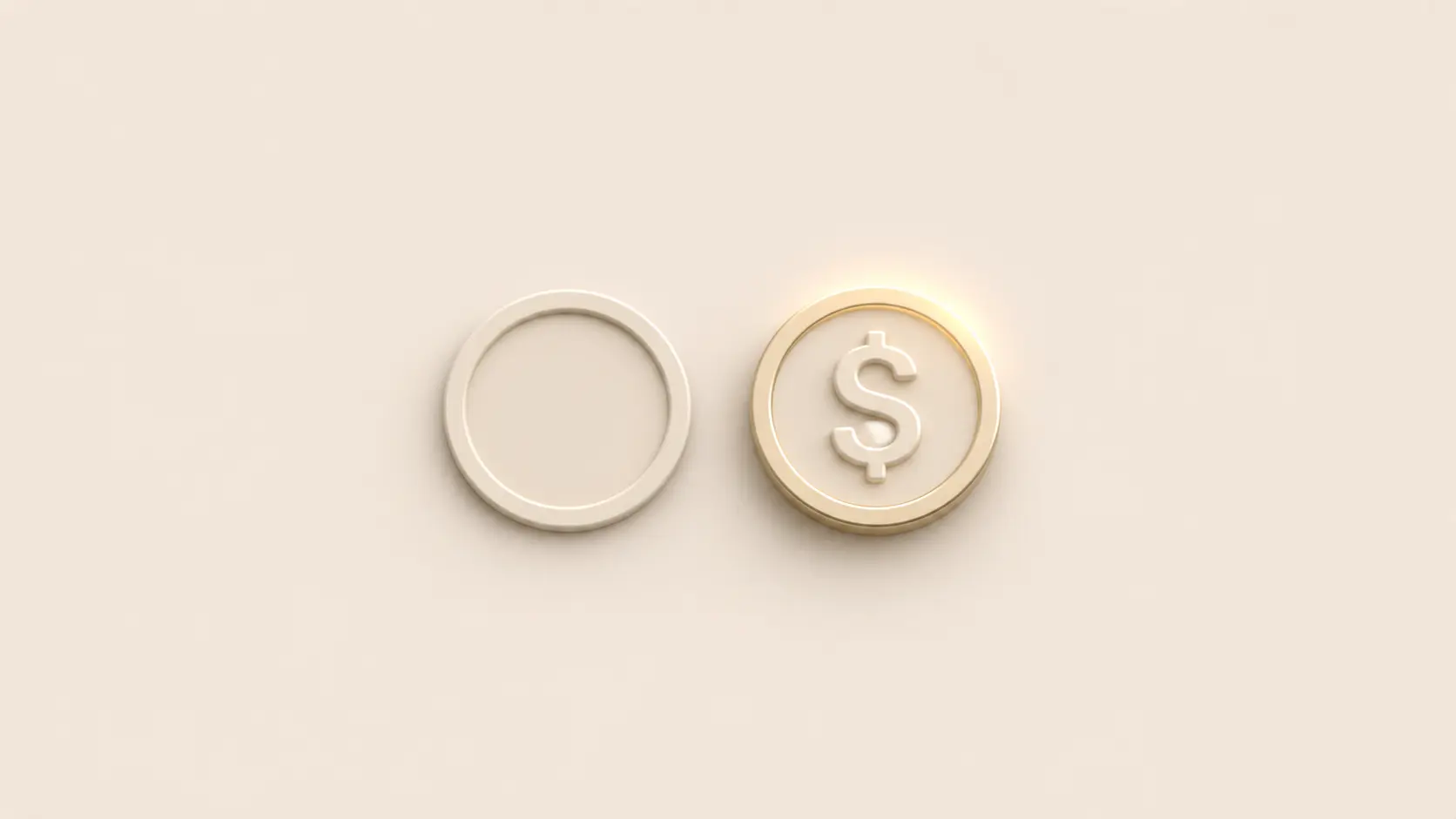 Neumorphic idle and active coins on cream canvas representing the opportunity cost of holding idle USDC versus deploying into syUSD yield