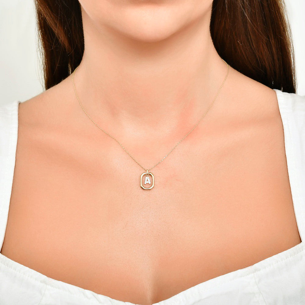 Assos Pırlanta Taşlı 14 Ayar Altın A Harf Kolye Ucu