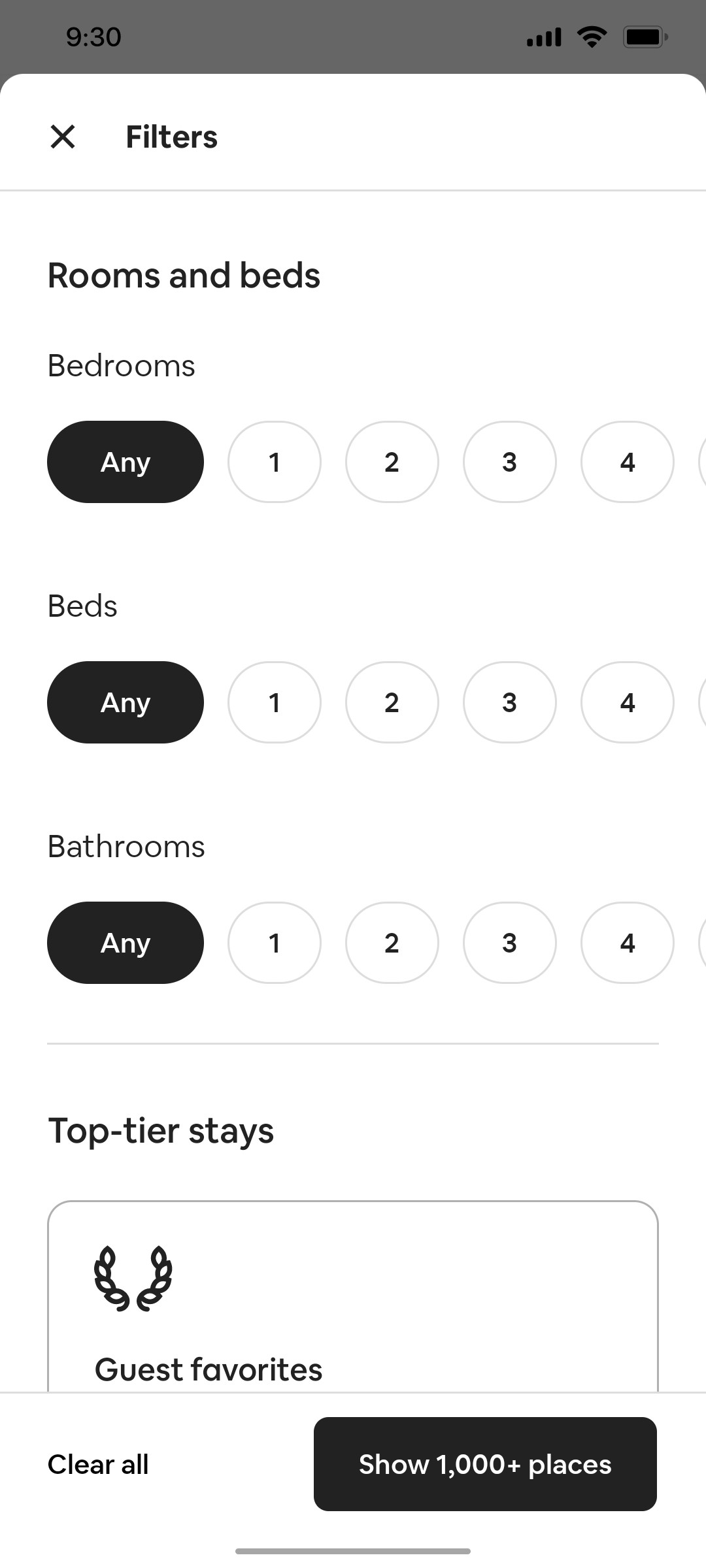 Airbnb Filter 2 Screen