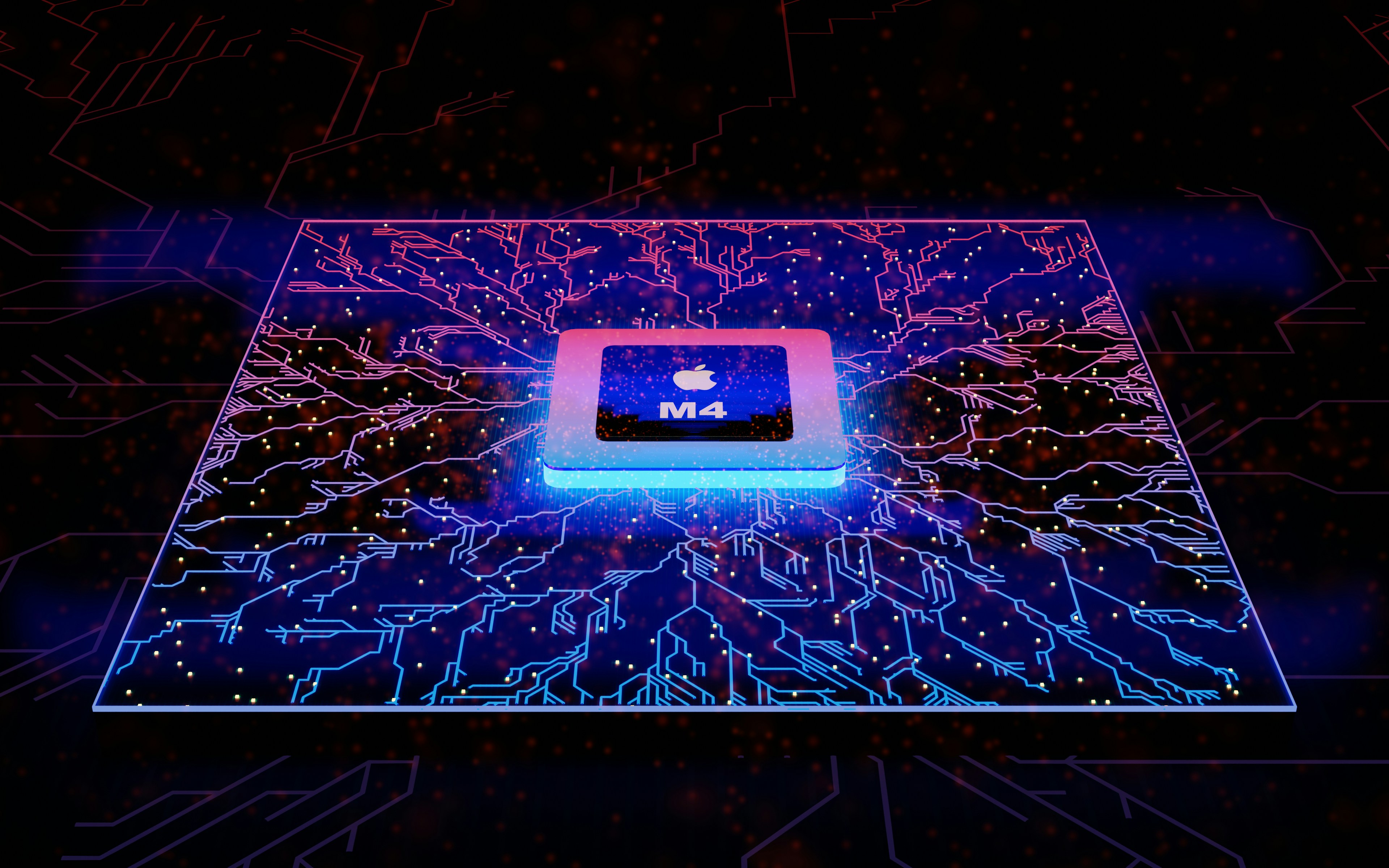an image of an apple logo on a circuit board m4 chip 