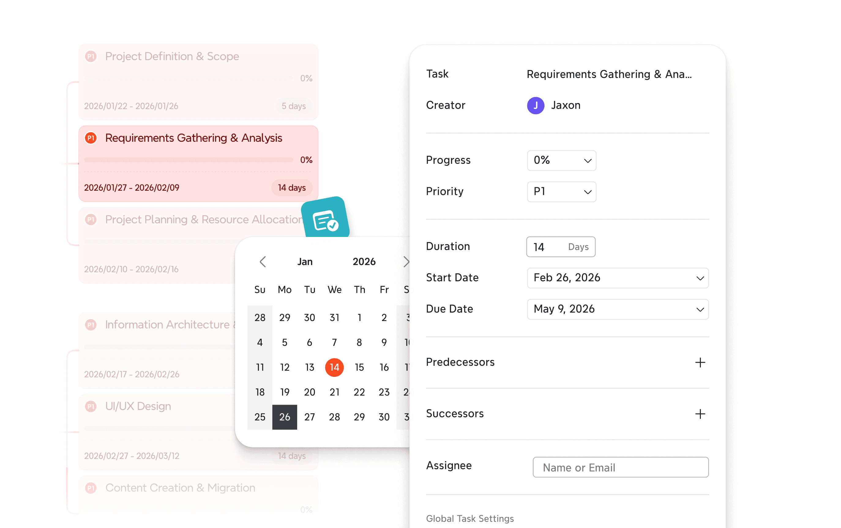 Project tracking in Xmind — manage timelines, assign priorities, and monitor task progress with clarity and confidence.