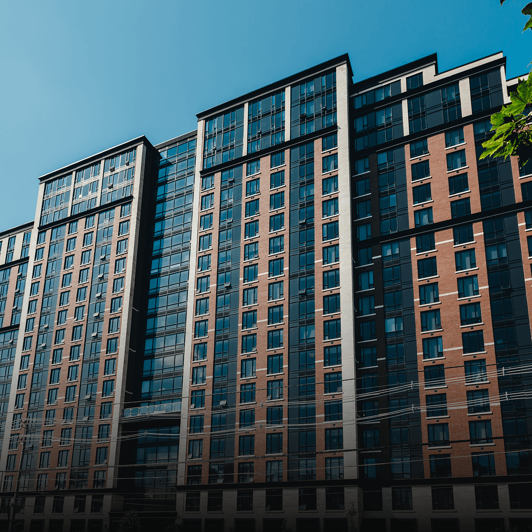 Exterior view of Luxe London apartment building, London Ontario