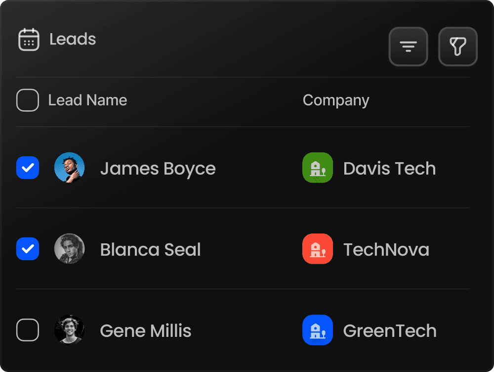 Leads boad for dashborad