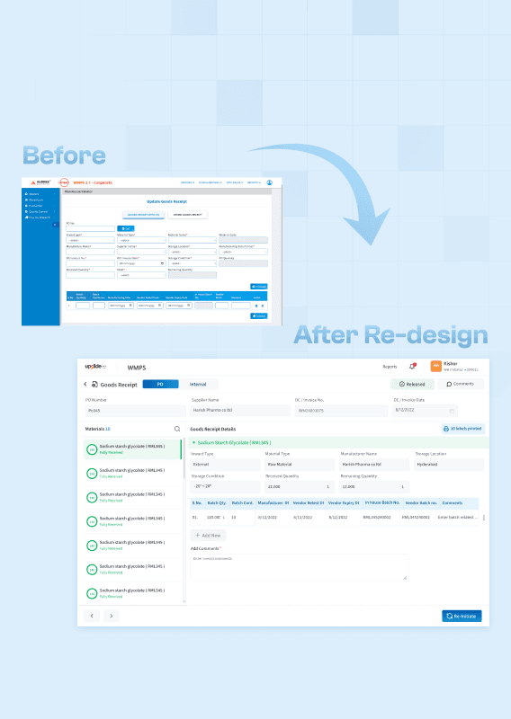 Pharma Warehouse Operations Before After Screen Design