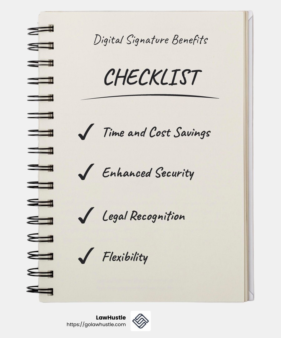 Time and Cost Savings - Automated Document Signature infographic checklist-notebook