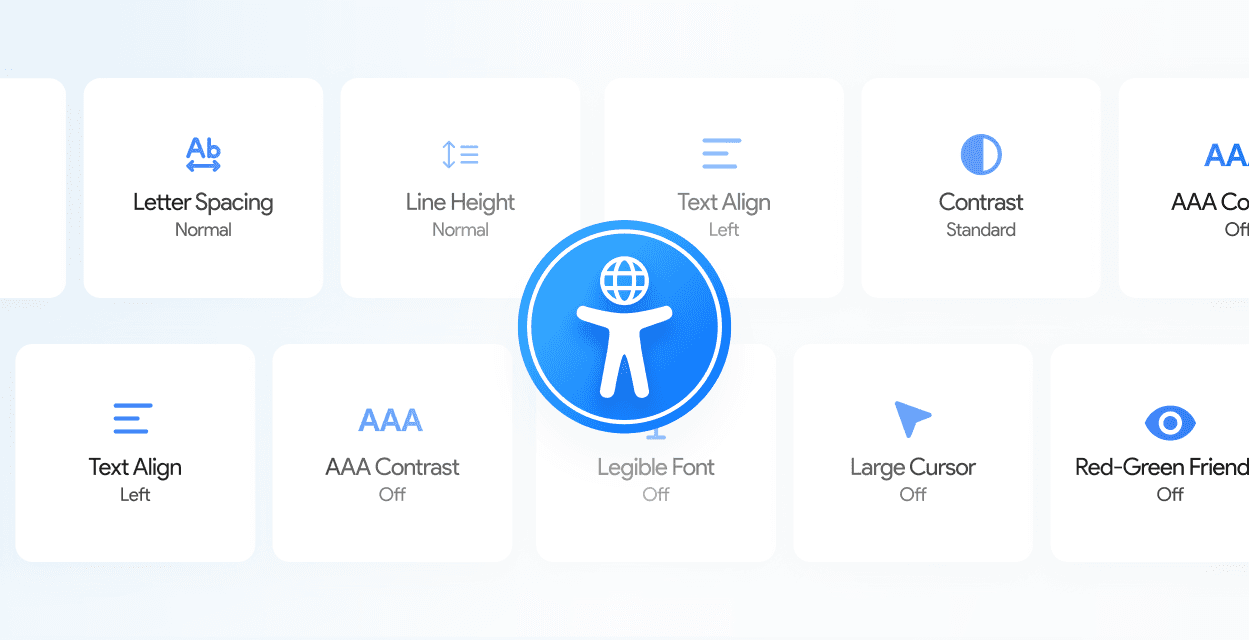 Eye, touch and hearing accessibility option graphic