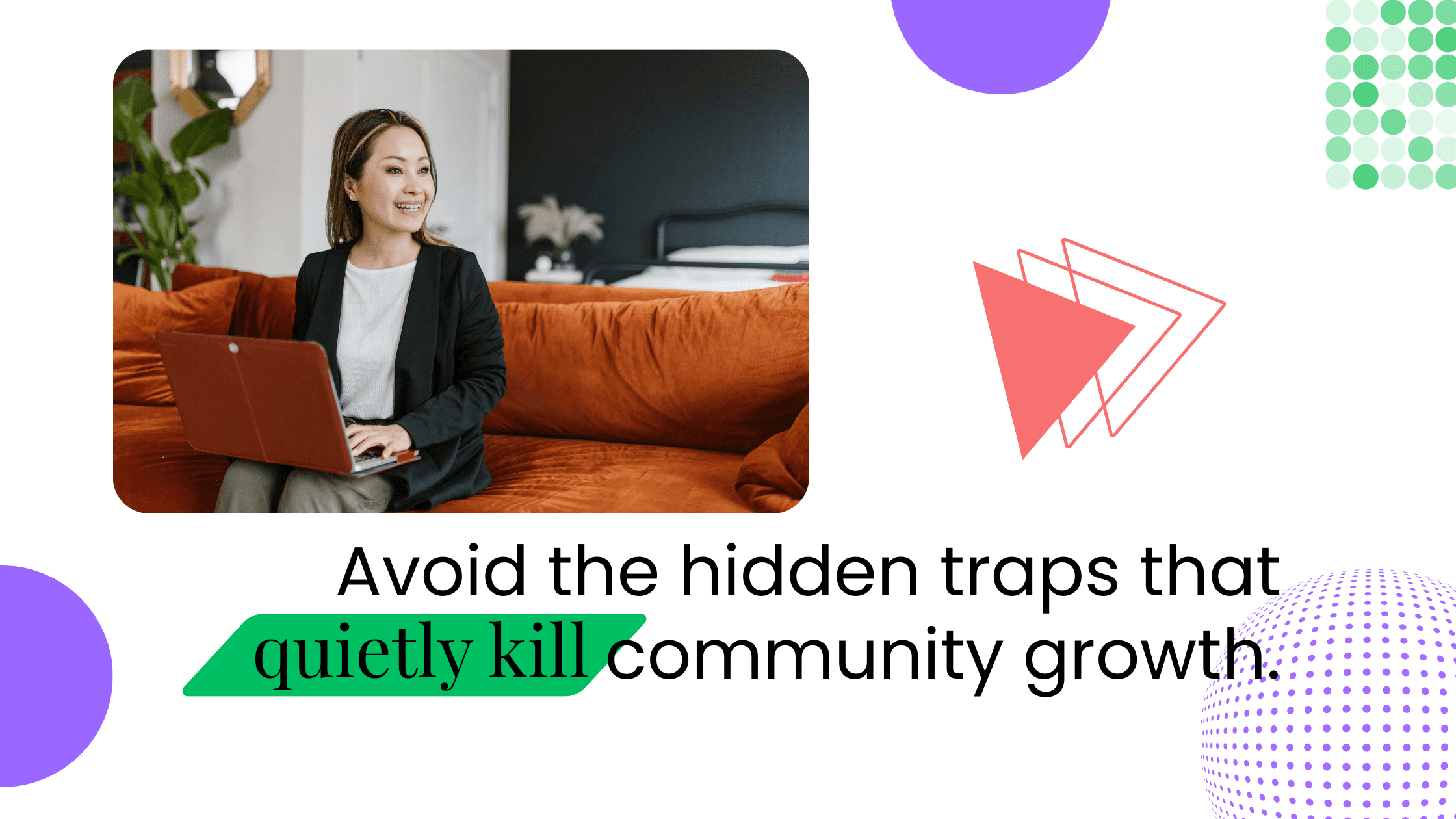 Coach sitting with a laptop on a couch, representing hidden mistakes that quietly slow or stop coaching community growth.