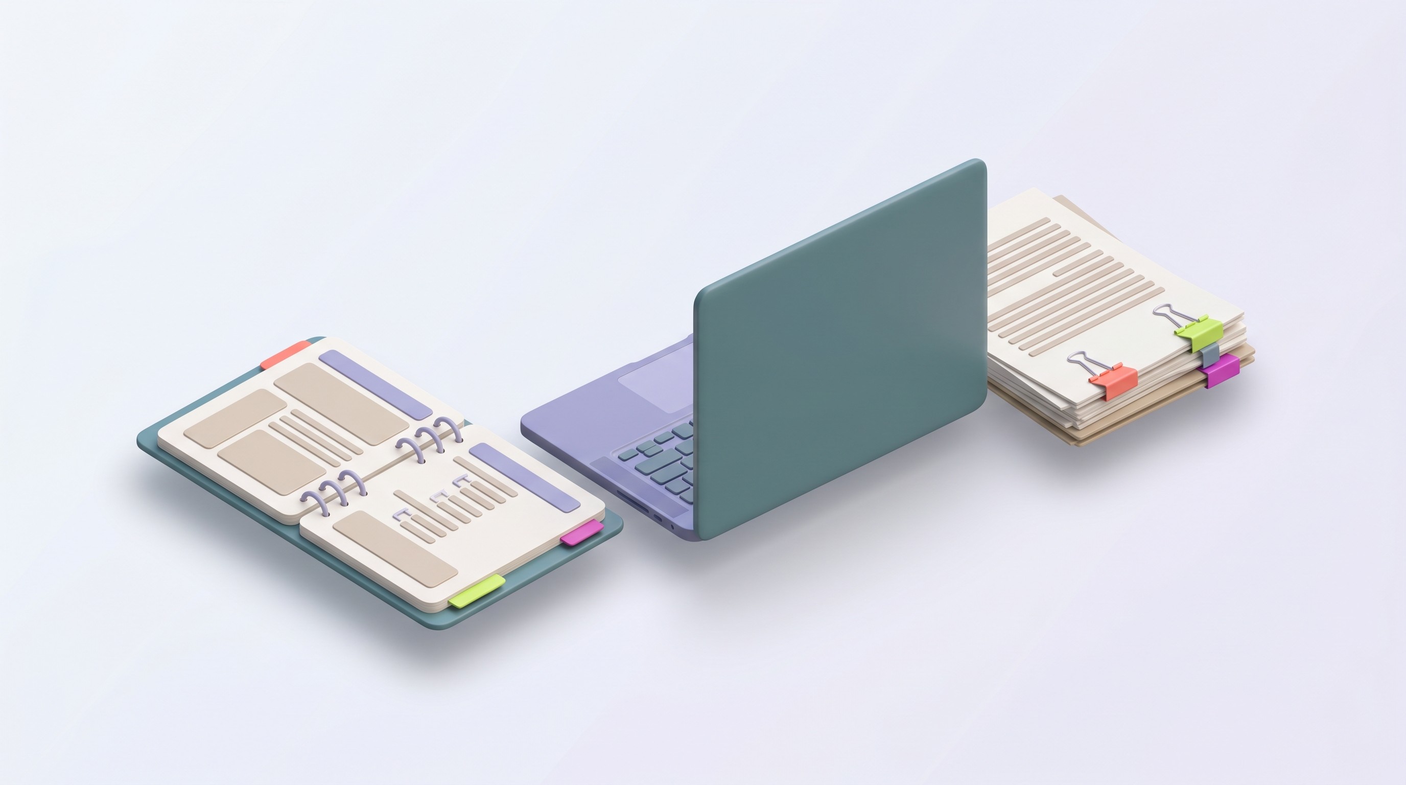 Open notebook with a legal memo outline