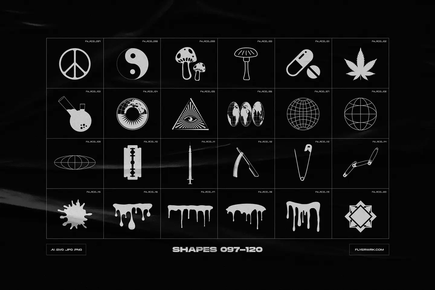 Y2K Abstract Acid Shapes vector icons set 097 to 120 preview