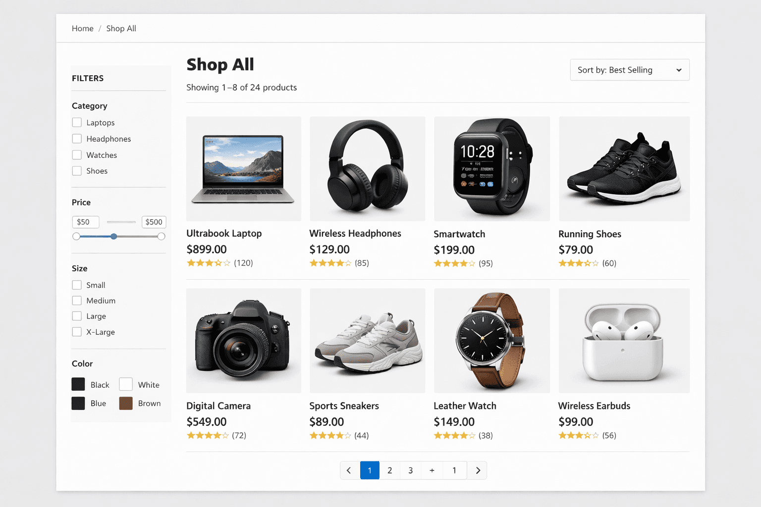 Ecommerce product page with current price, discount, and availability data.