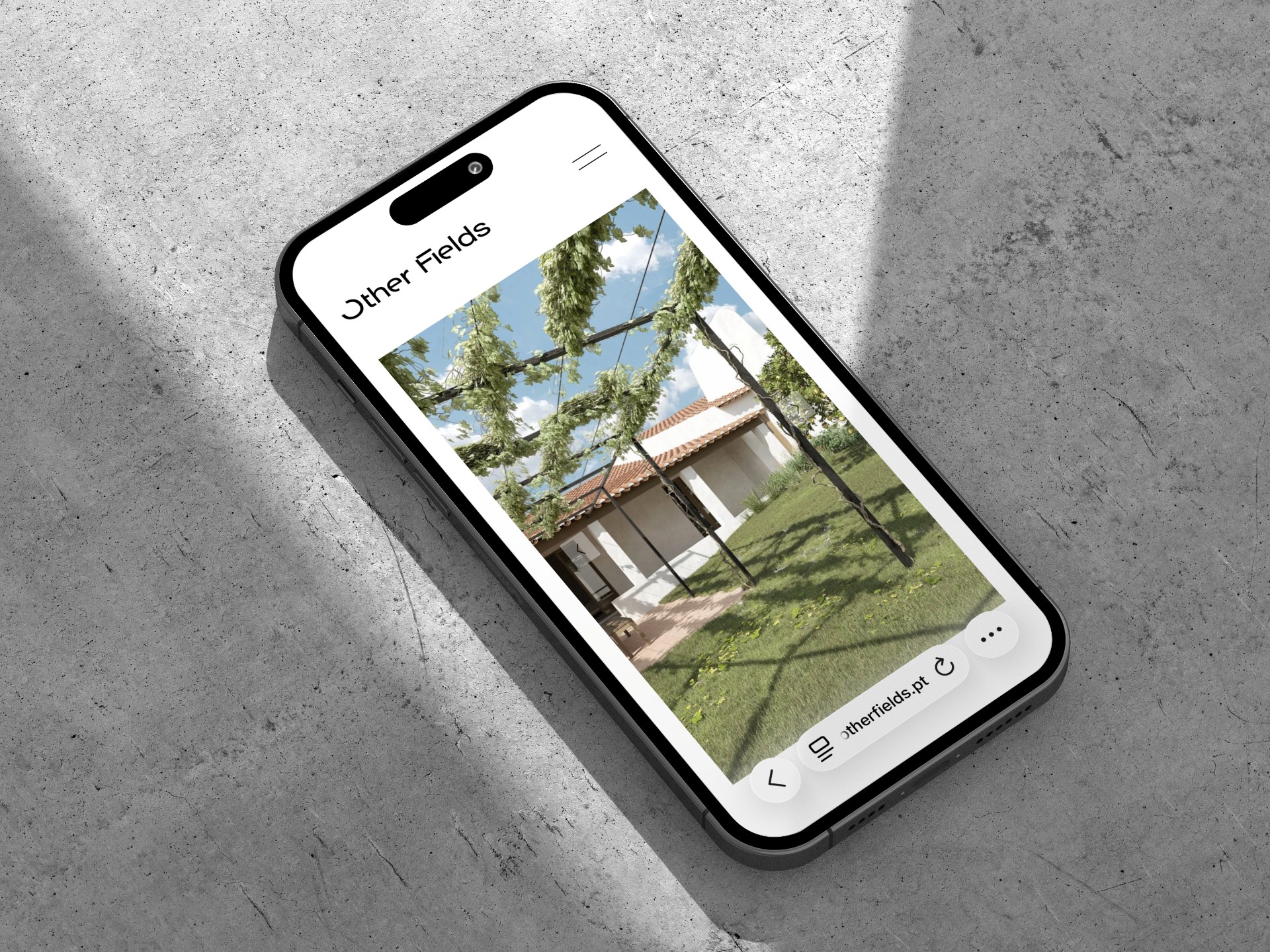 an image showing an architecture company's website on an iphone