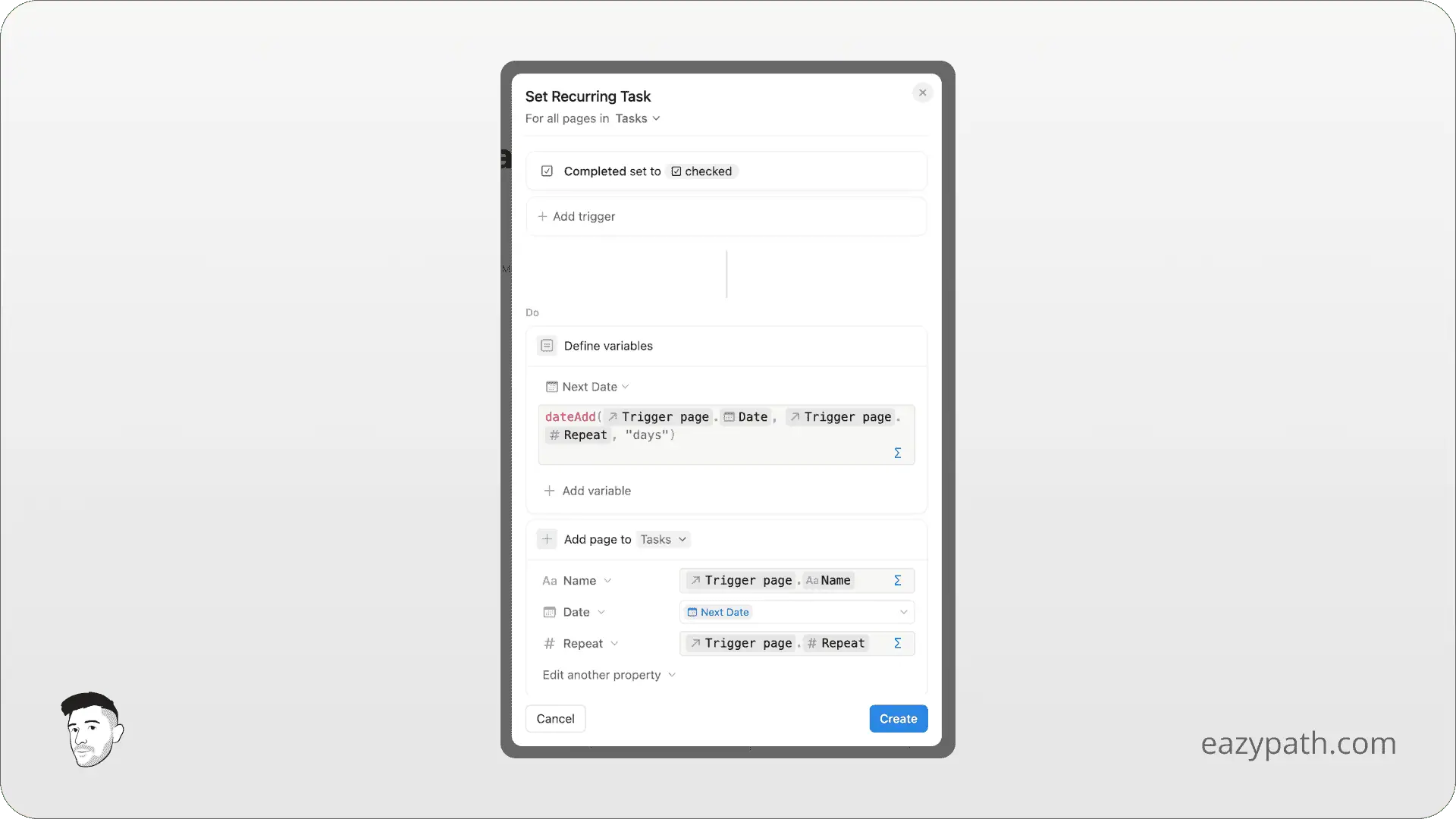 Specific Uses Cases of Notion Database Automations - Create Recurring Tasks - Complete Automation