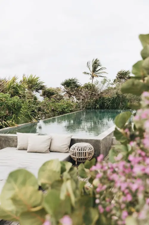 Private pool at Casa Sastran, Be Tulum, surrounded by nature and sun lounging area