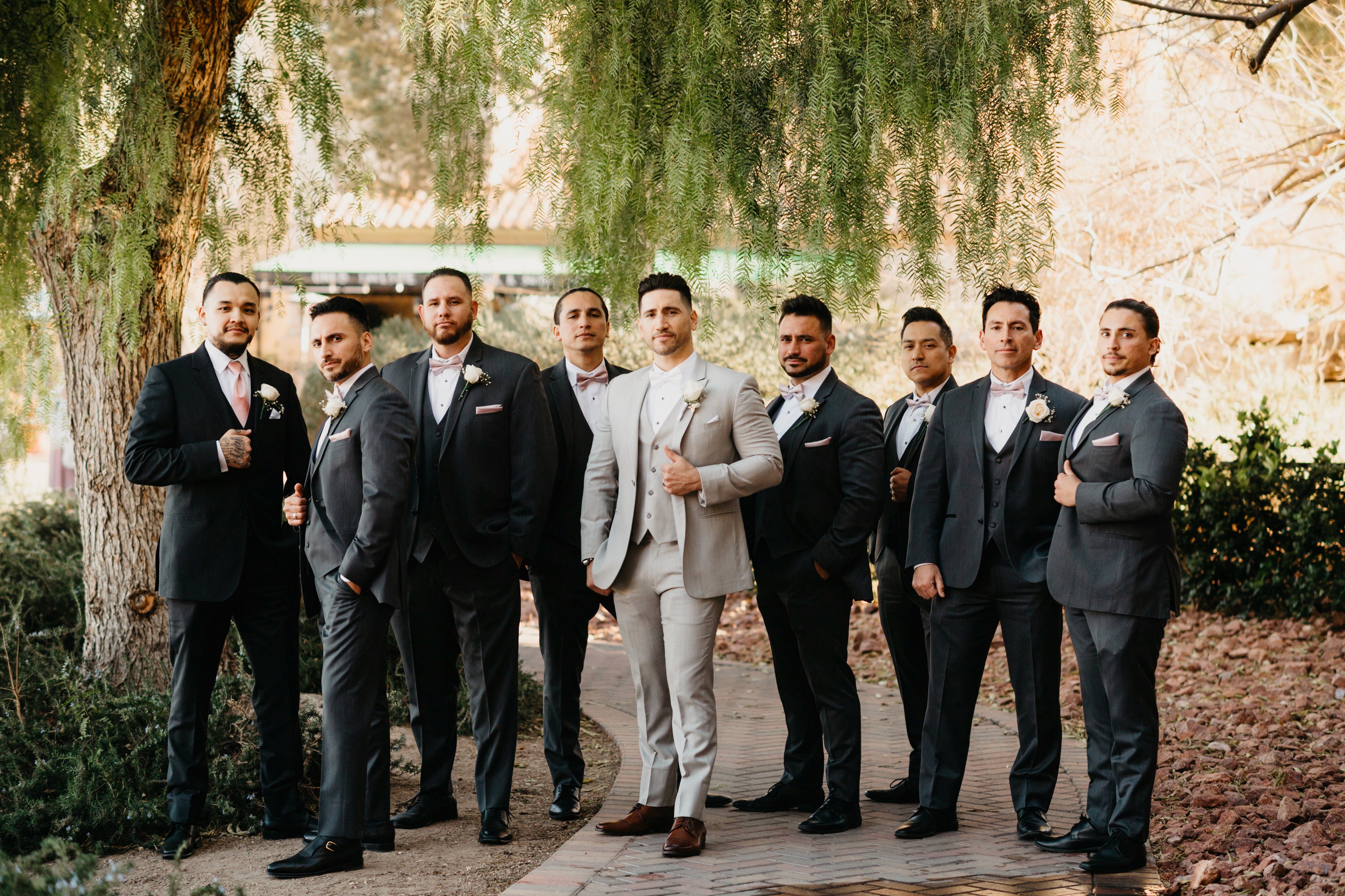 Wedding party portraits at Hilton Lake Las Vegas Resort