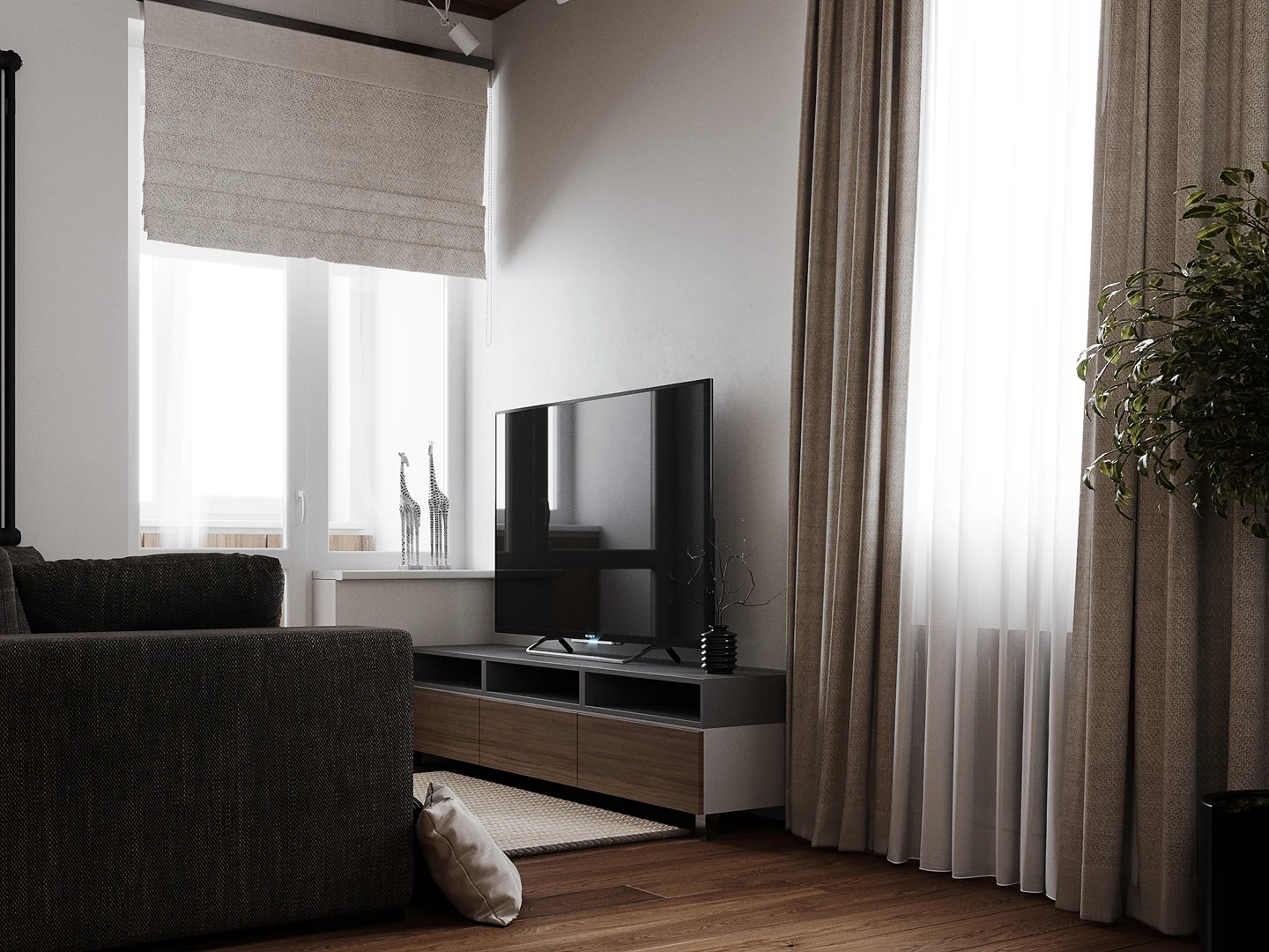 Cuisine — étagères ouvertes et vaisselle du quotidien.