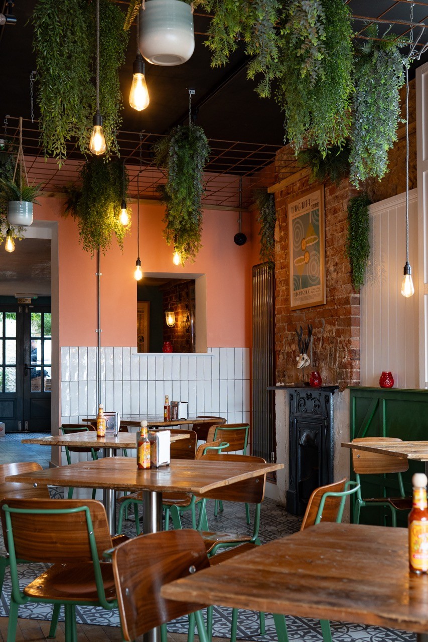 Restaurant interior at Saltio Mexican Worthing.