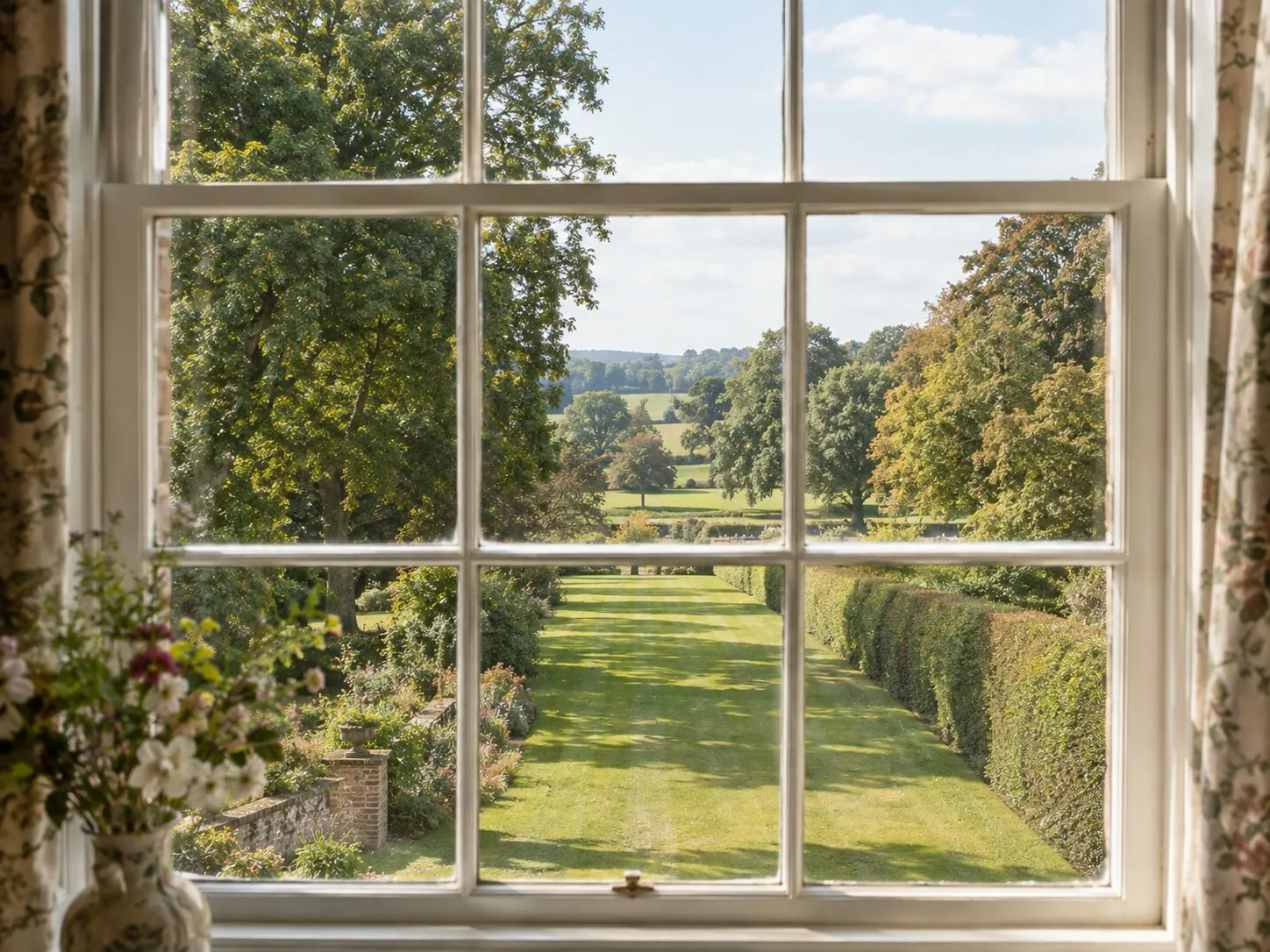 The view from Sparrow's window down the lawn