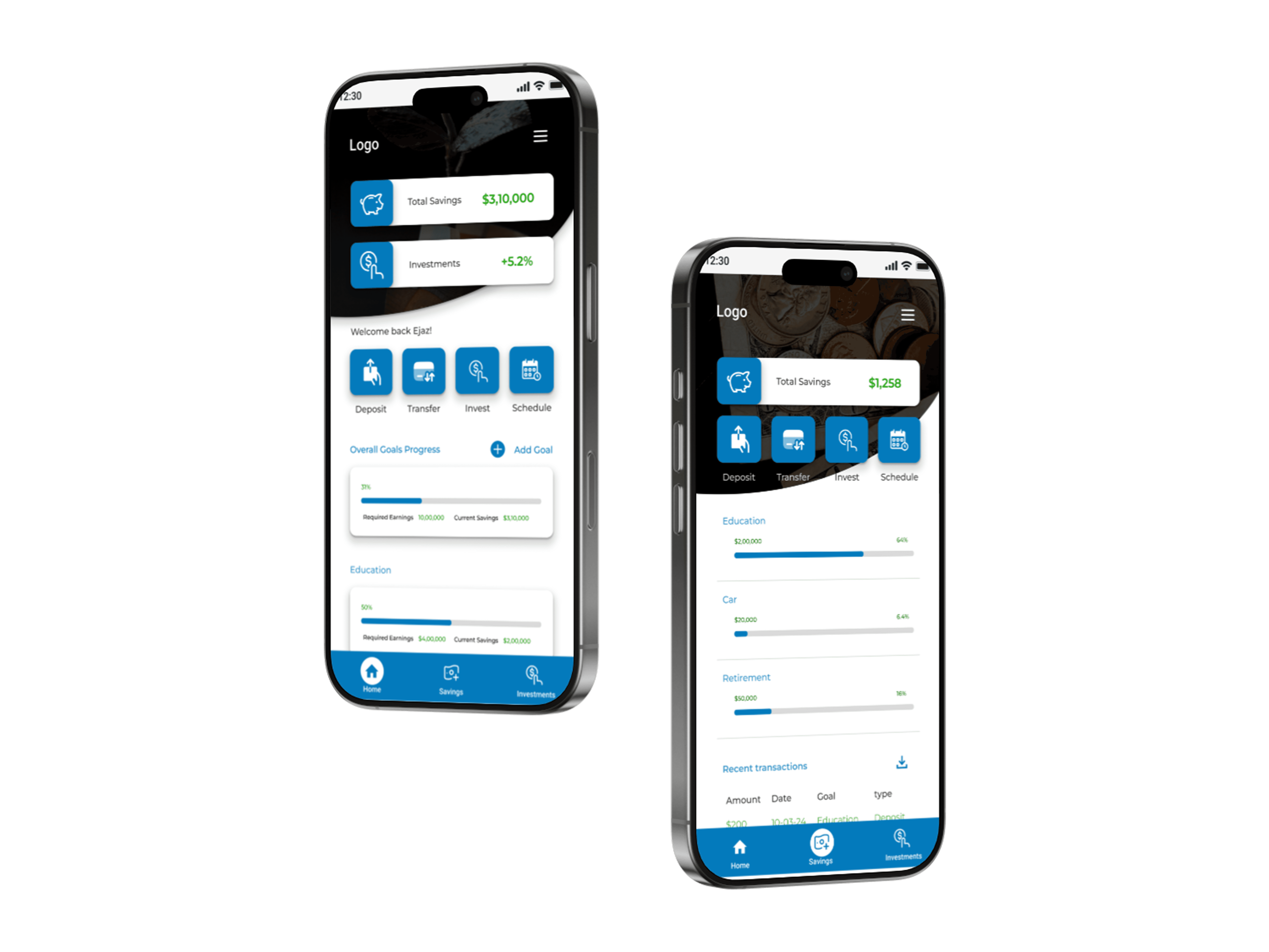 Saving mobile app design UI UX Mockup
