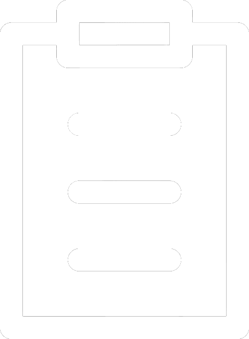 White Line Icon of a clipboard used to describe a survey