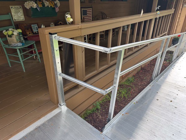 Handicap accessibility ramp railing