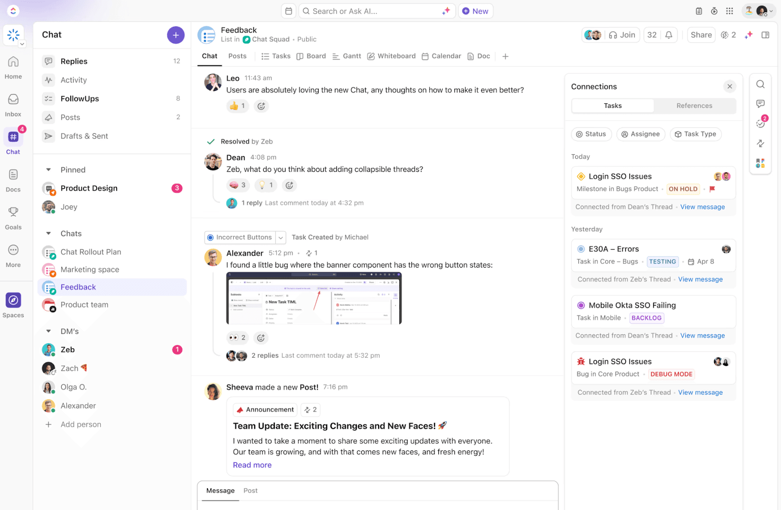 Screenshot of the ClickUp interface