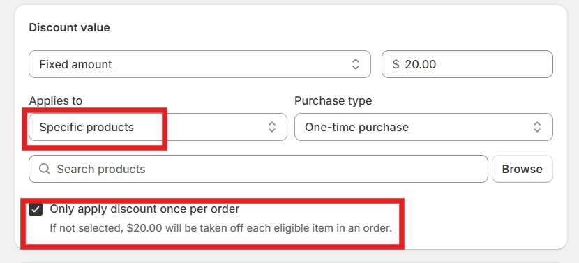Create a discount for specific products using Shopify Discount