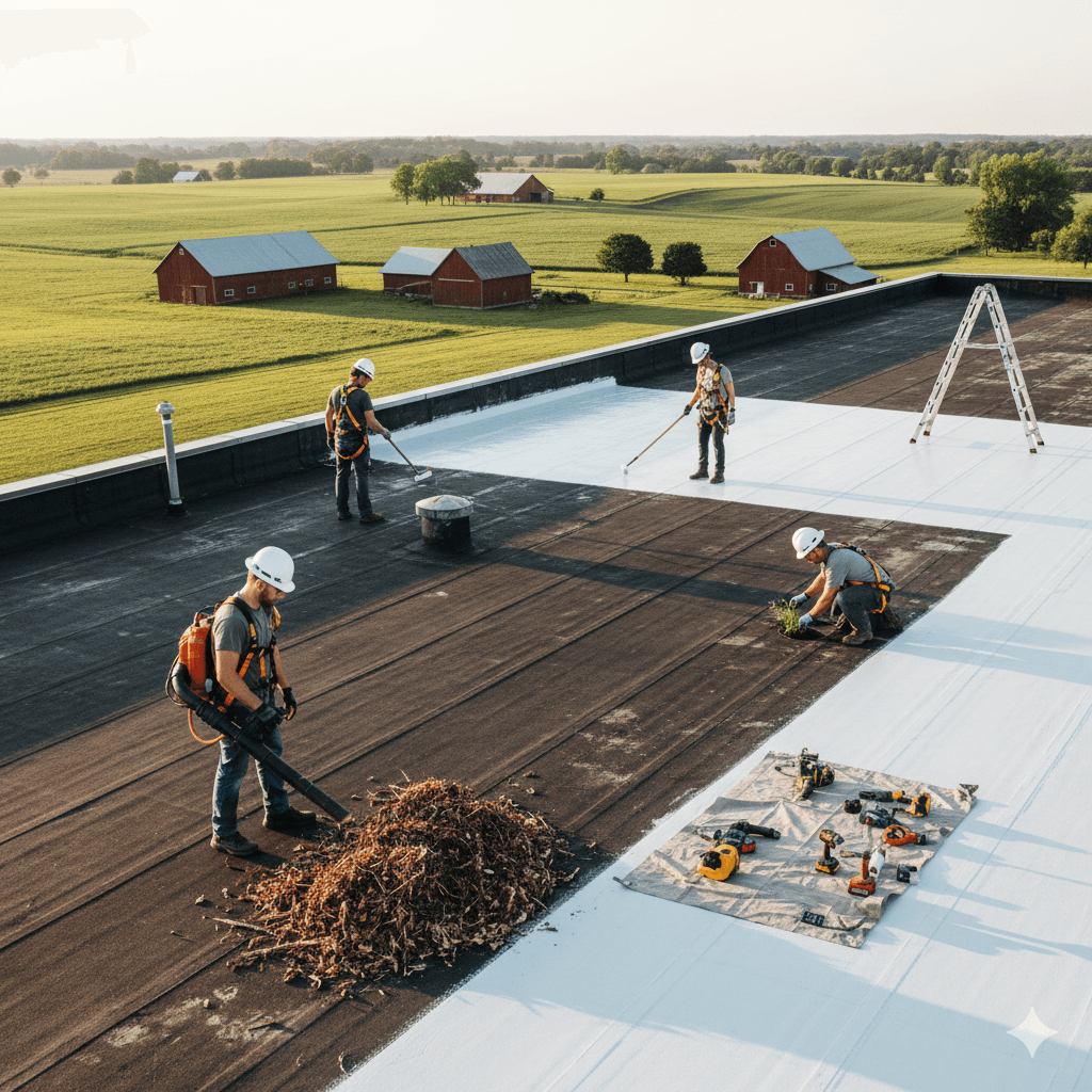 A man on a roof working on a roof