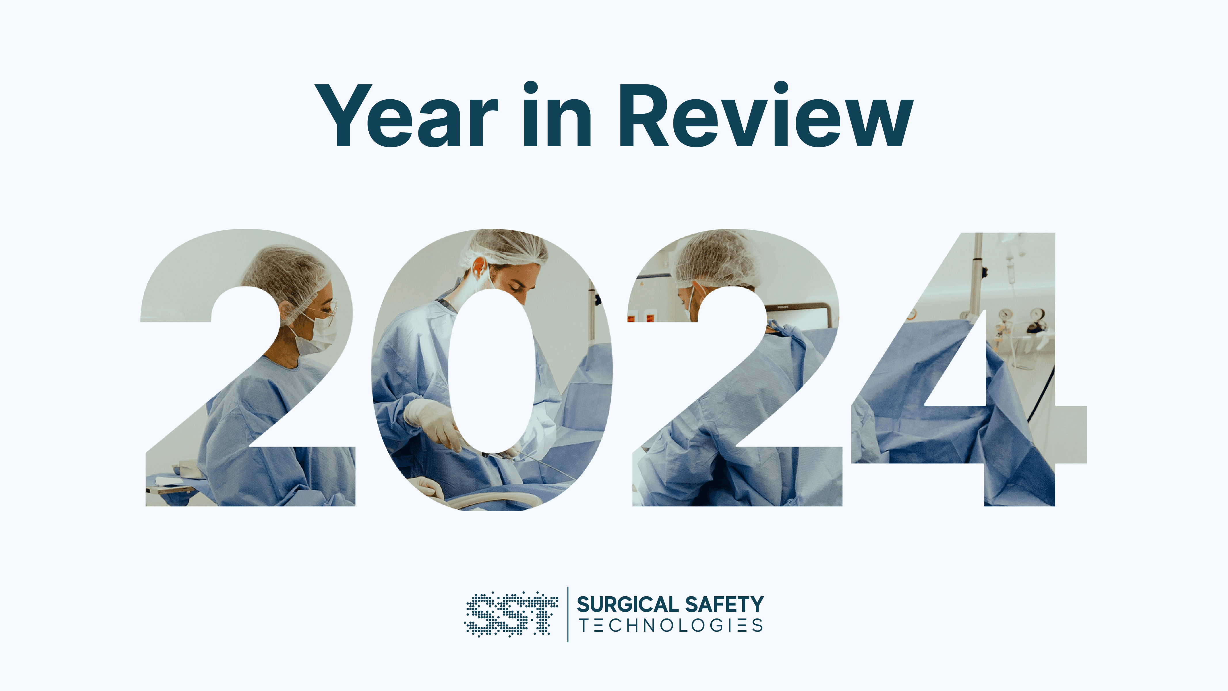 Year in Review 2024 text with surgeons operating in the background