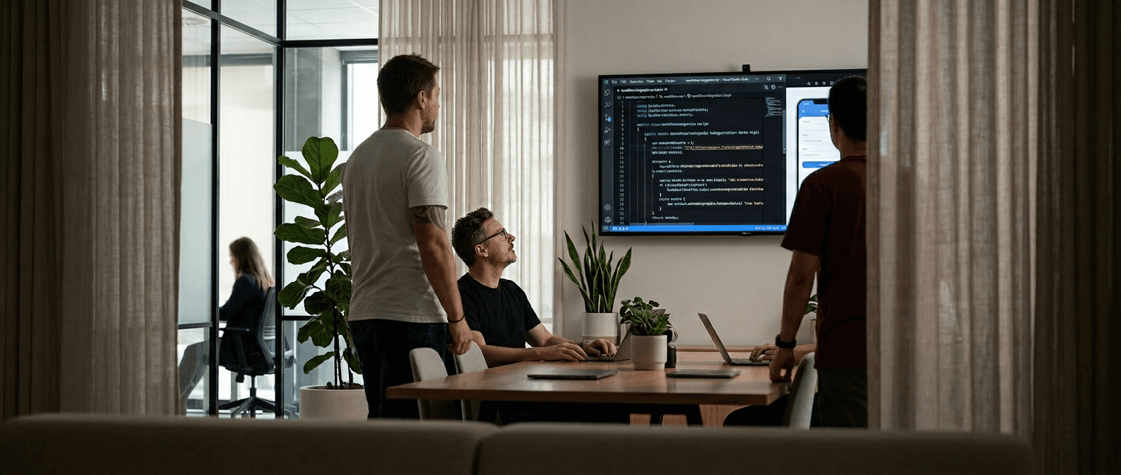 man standing in front of people sitting beside table with laptop computers