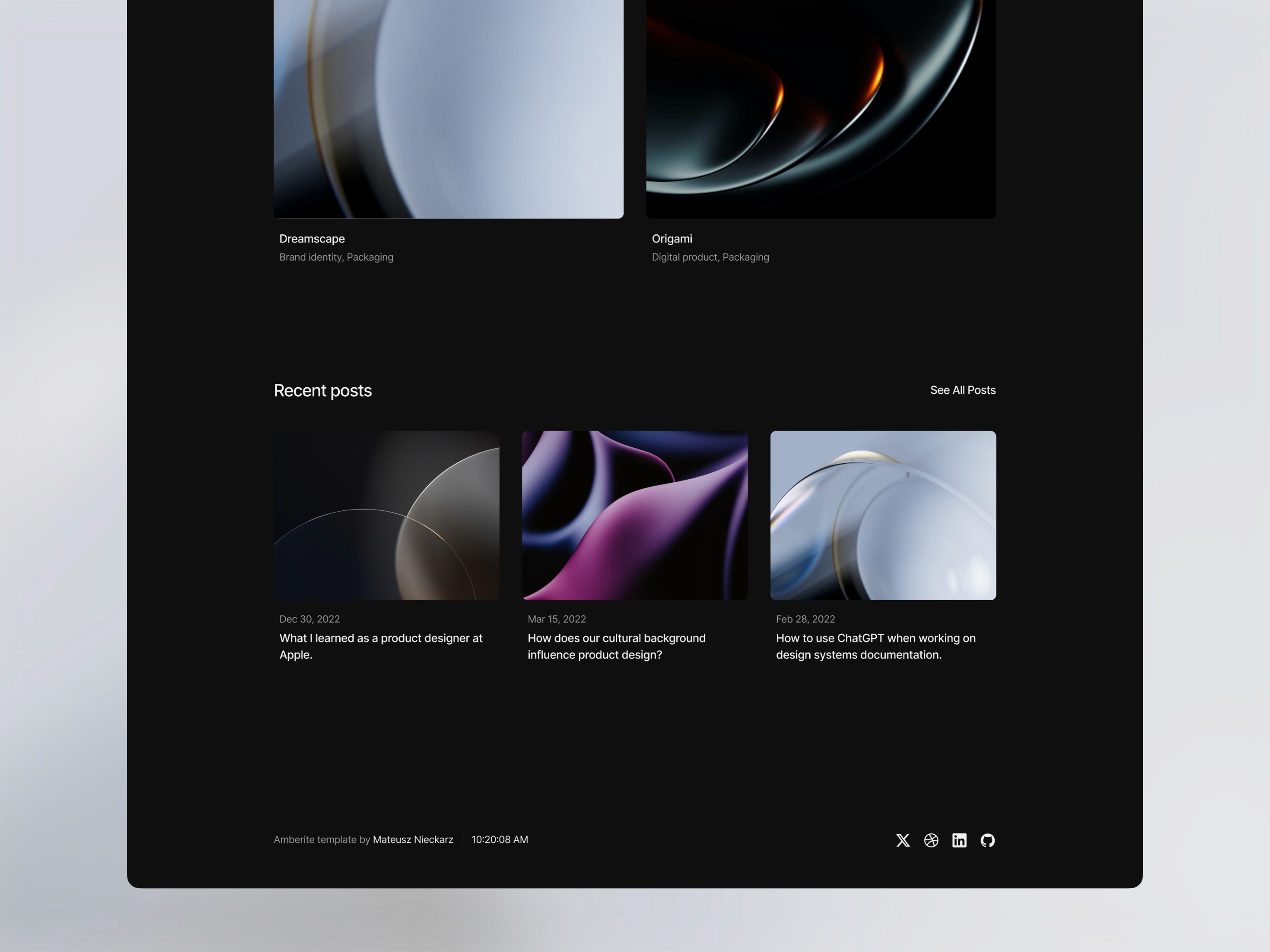 Amberite — 作品集网站设计灵感