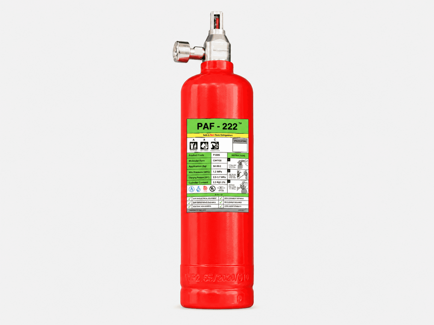 PAF-222 PZGW portable clean agent fire extinguisher cylinder