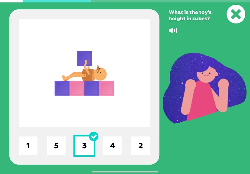 Units of measurement: measure the toy's height in cubes