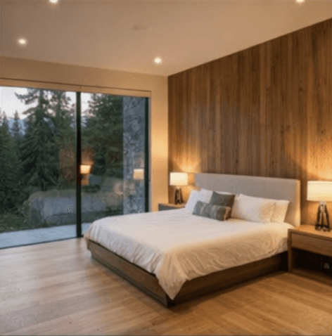 bedroom for Modern house in the mountains