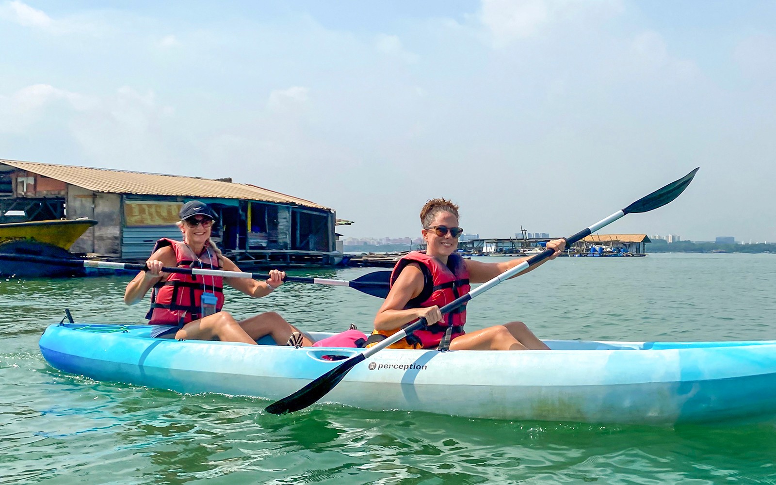People kayaking around Ketam Island on a kayaking adventure from Pulau Ubin to Ketam Island.