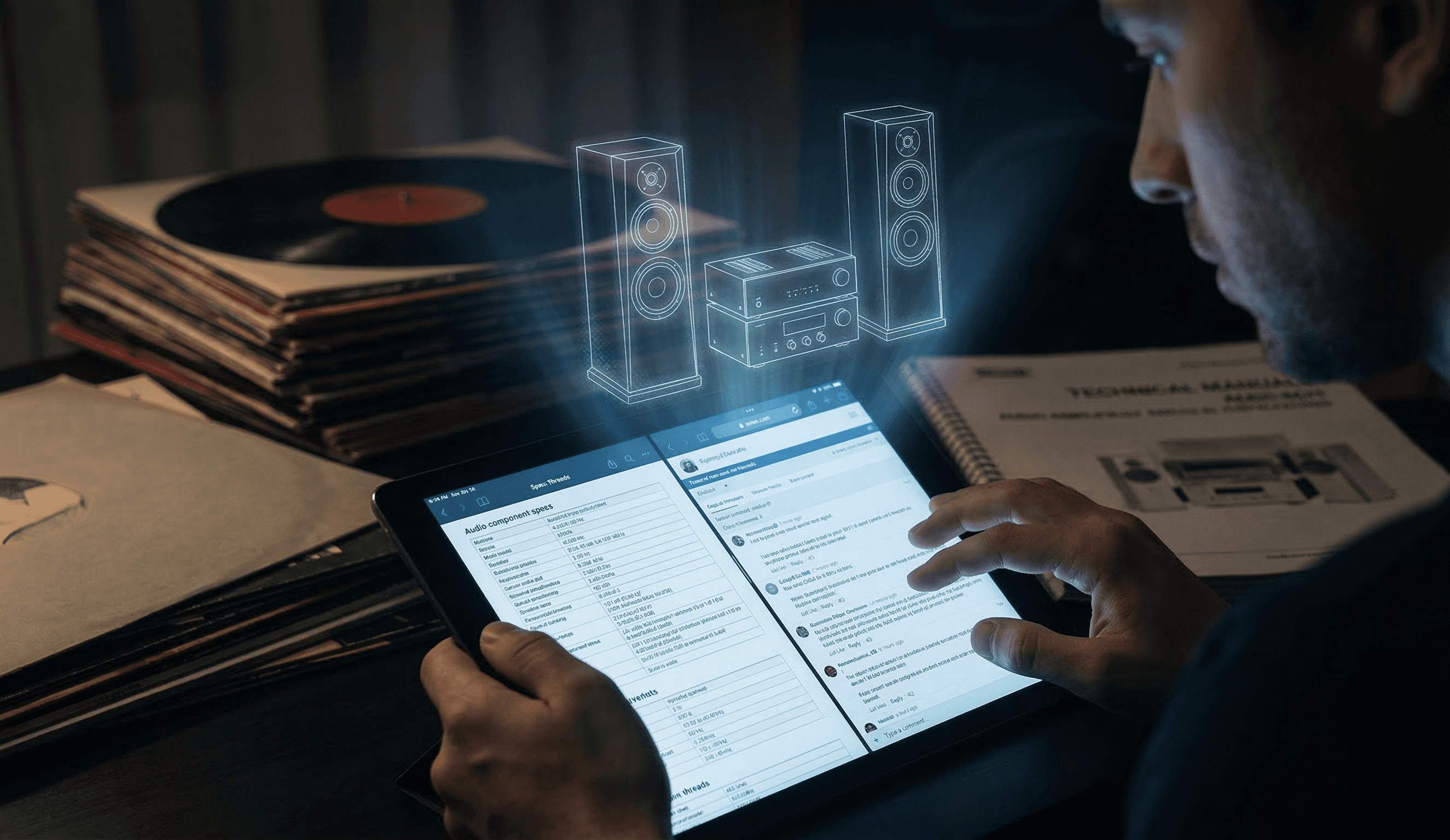 Man dreaming of audio setup