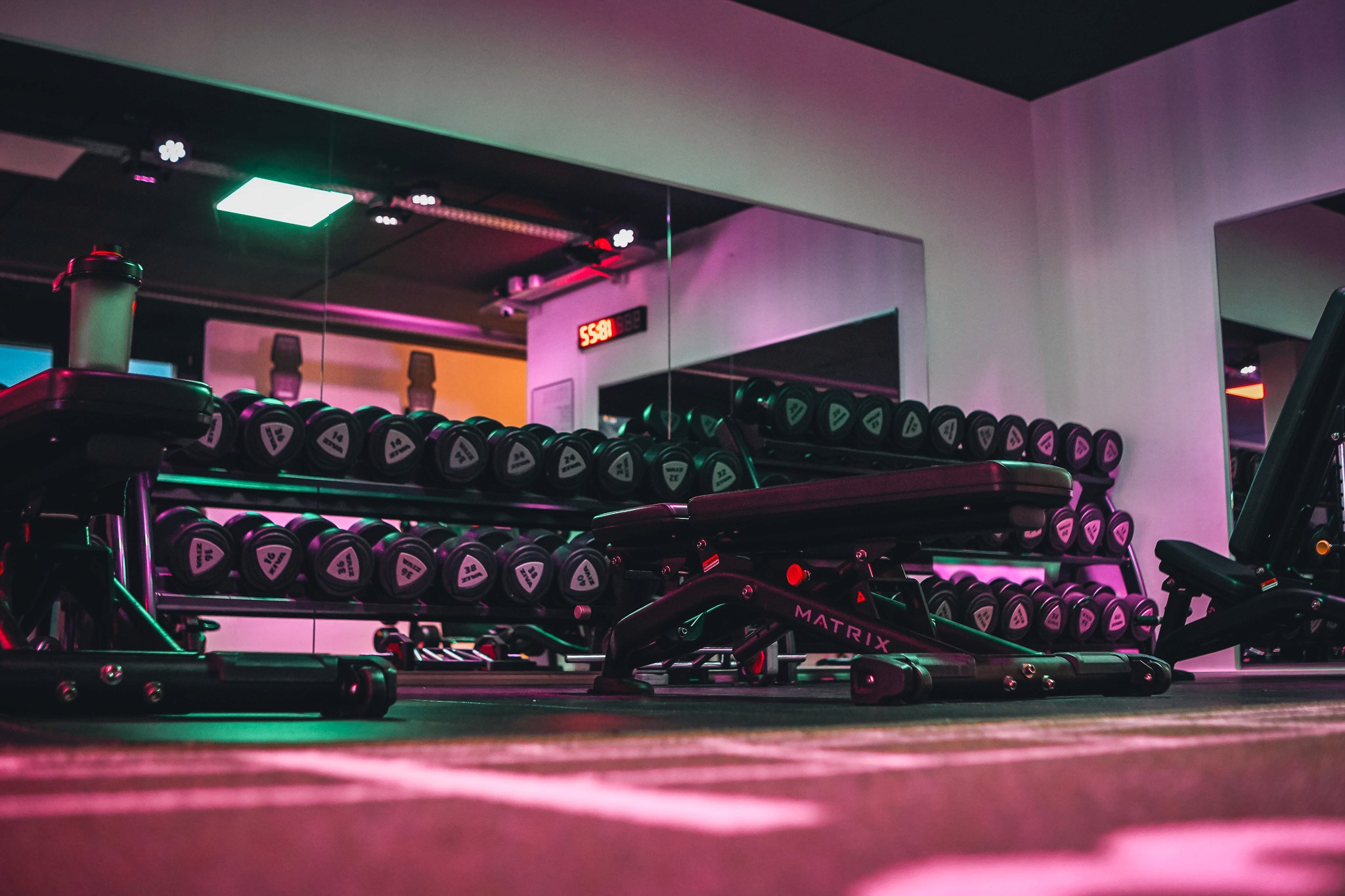 Kurzhantel-Bereich ausgestatten von Matrix und Ziva im Force Gym