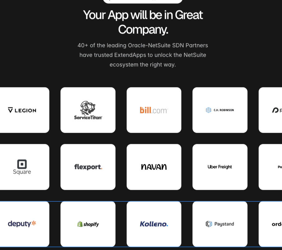 Grid of logos from various companies on a dark background, showcasing collaboration and partnerships.