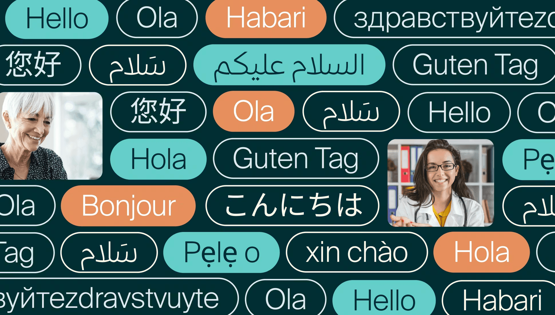 an image with the word hello in many different languages