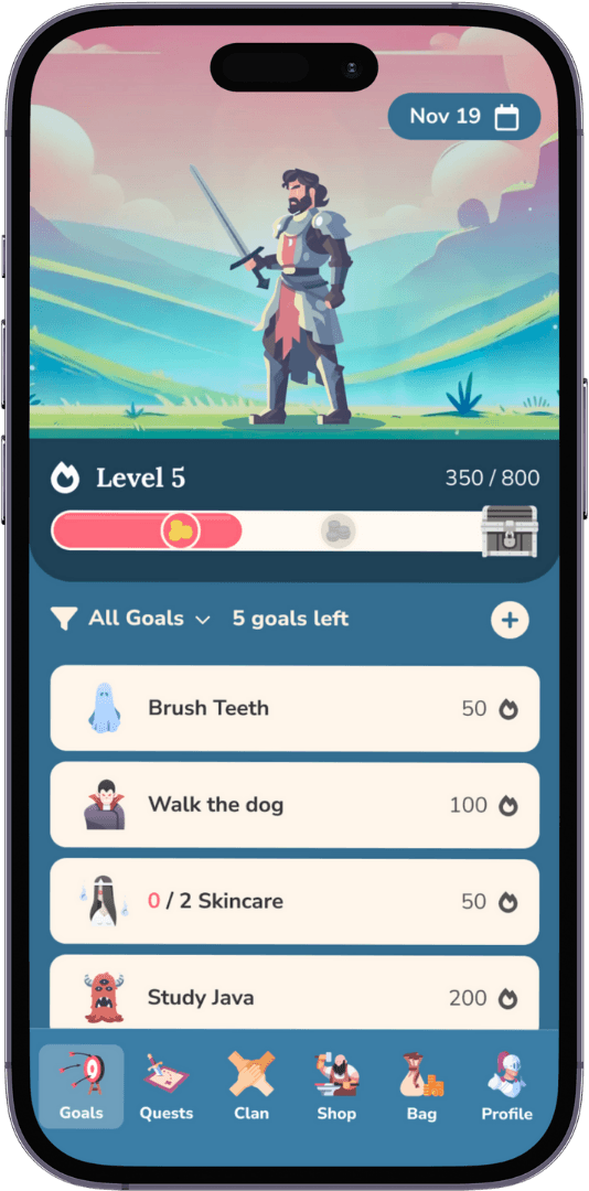 The home tab of the Habit Slayer app, showing all undone habits.